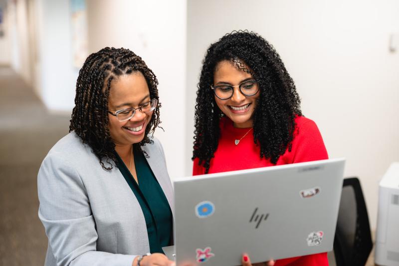 two women with computer
